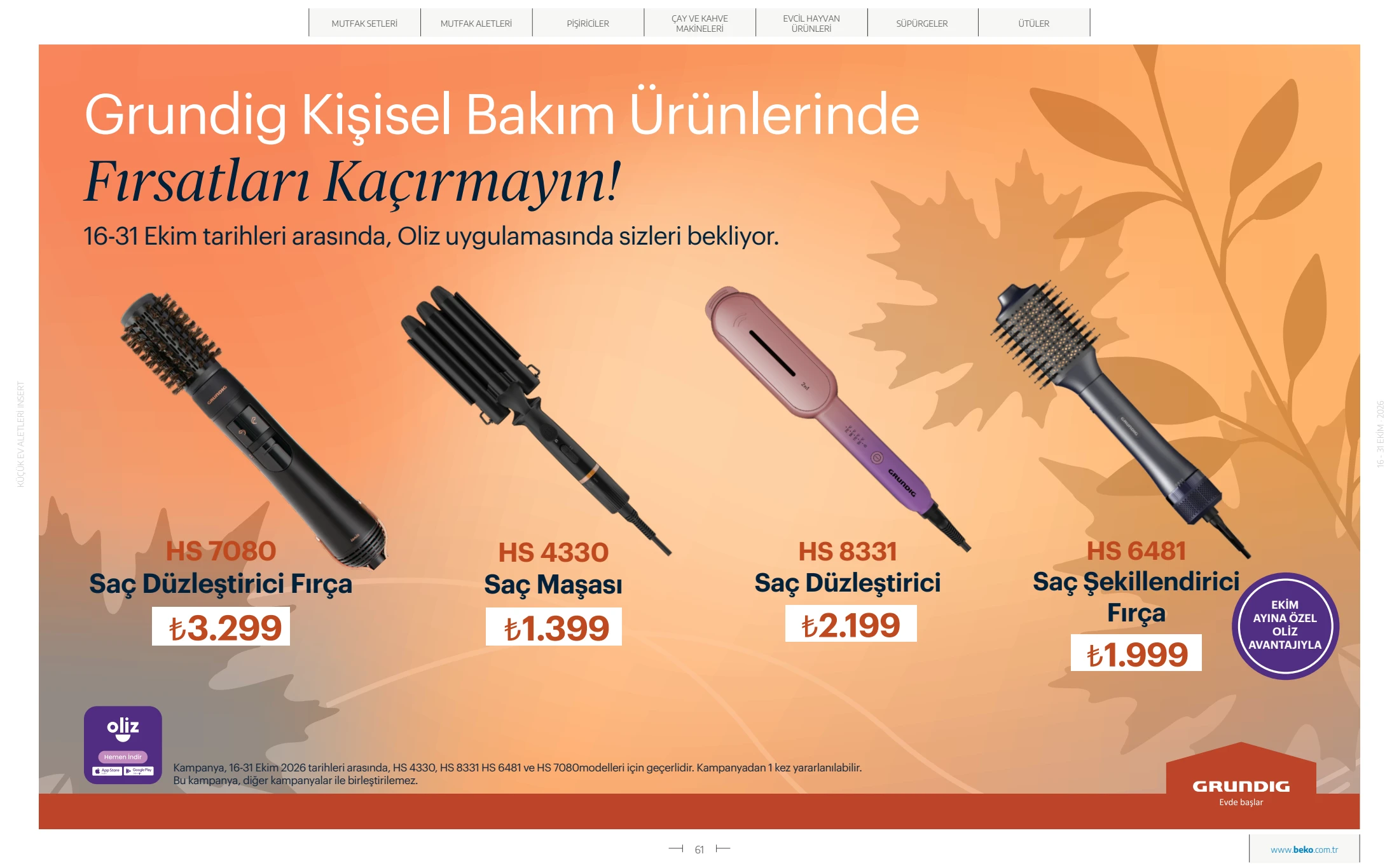 Beko Beko Küçük Ev Aletleri Kataloğu, 61. sayfa