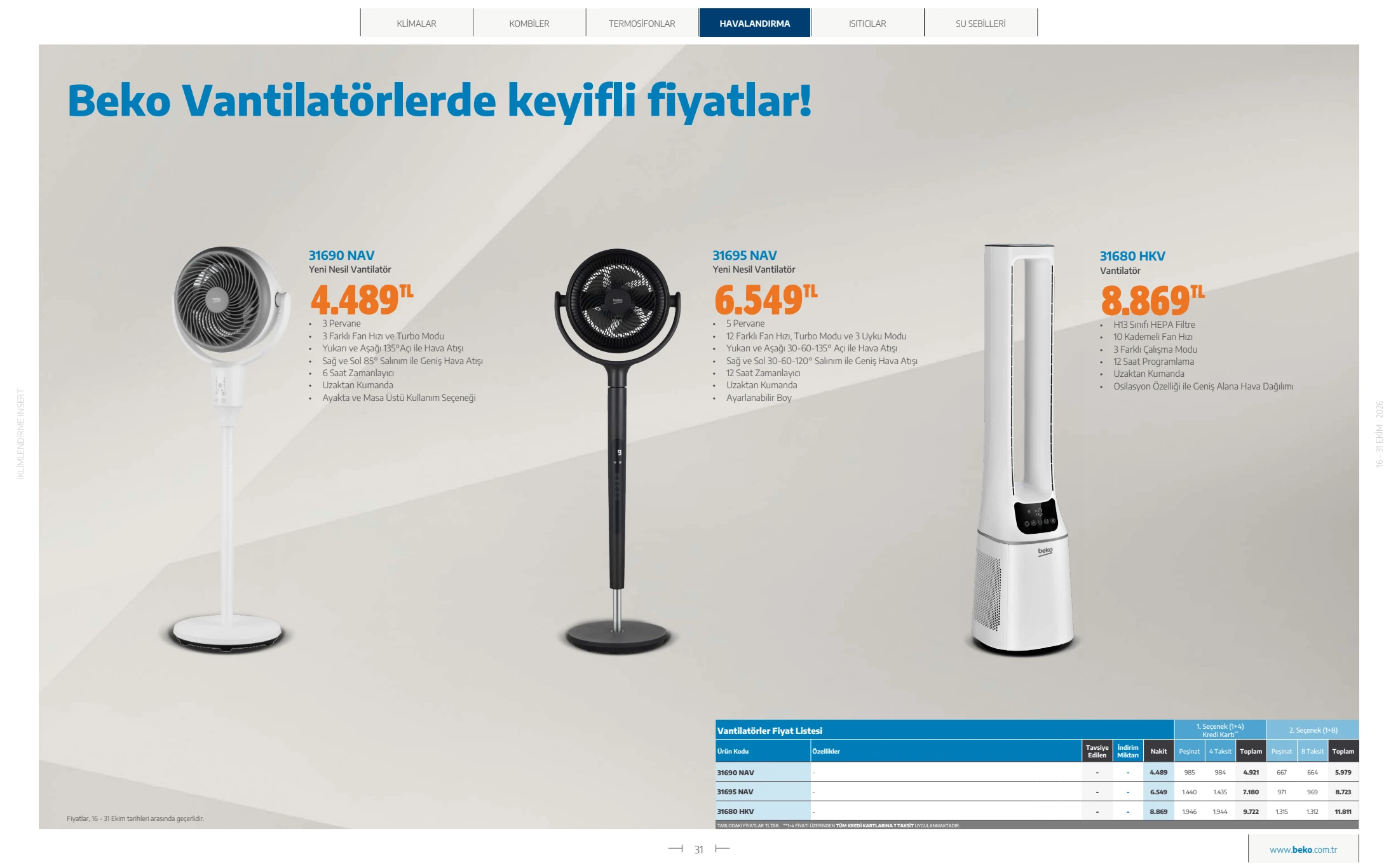 Beko Beko İklimlendirme Kataloğu, 31. sayfa