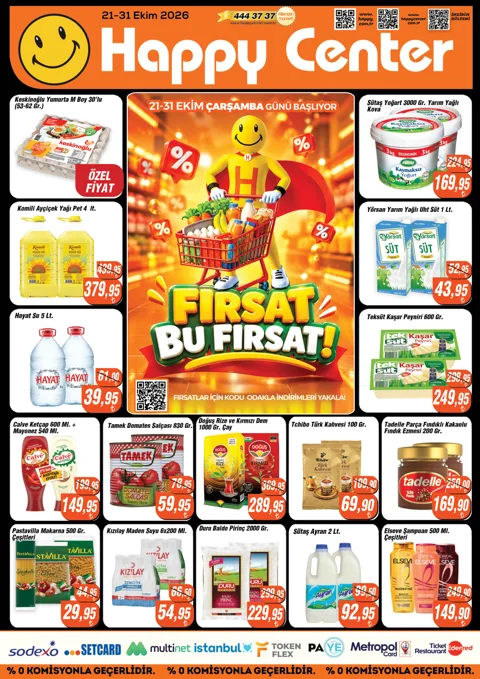Happy Center İndirim Bülteni broşür kapağı