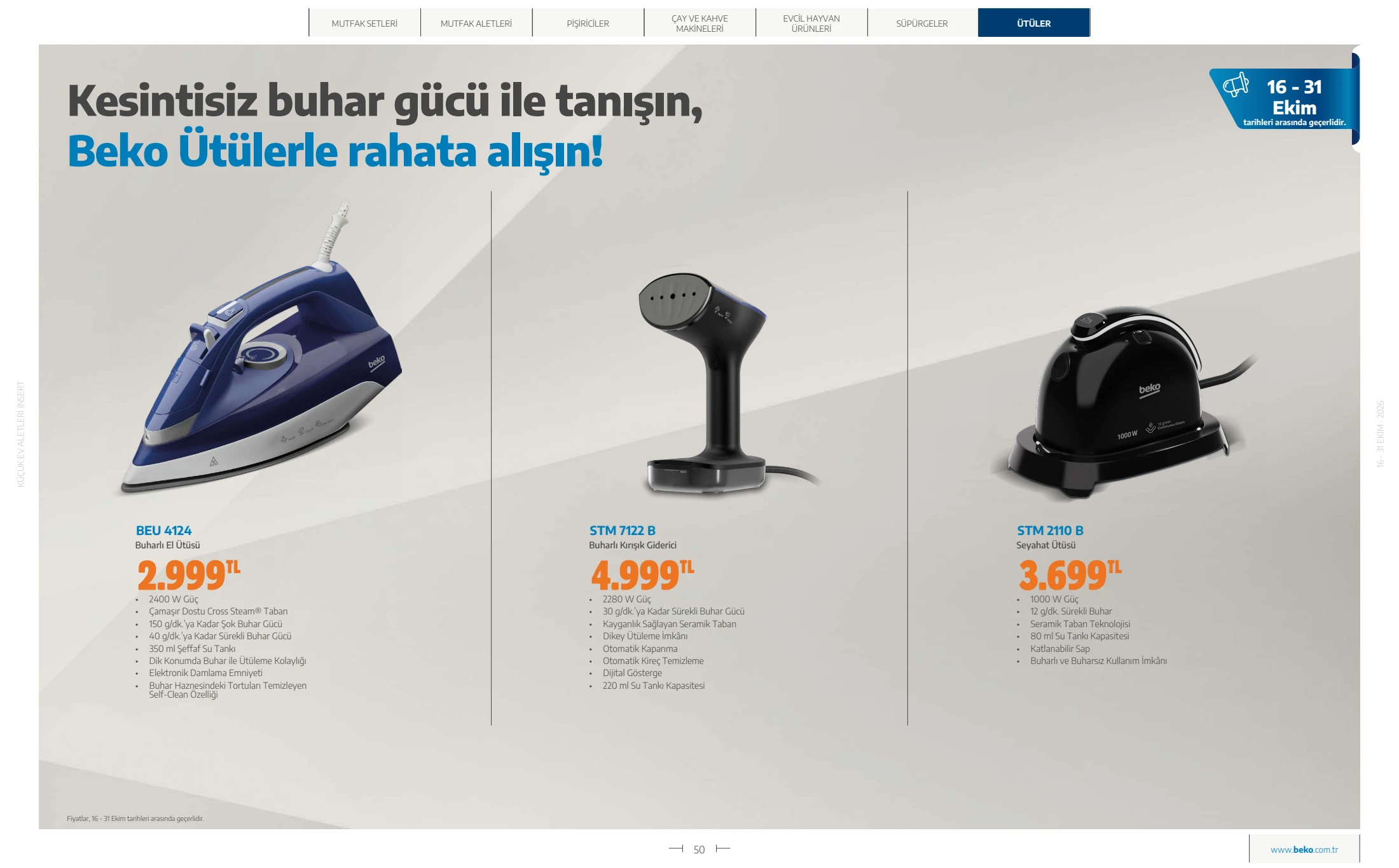 Beko Beko Küçük Ev Aletleri Kataloğu, 50. sayfa