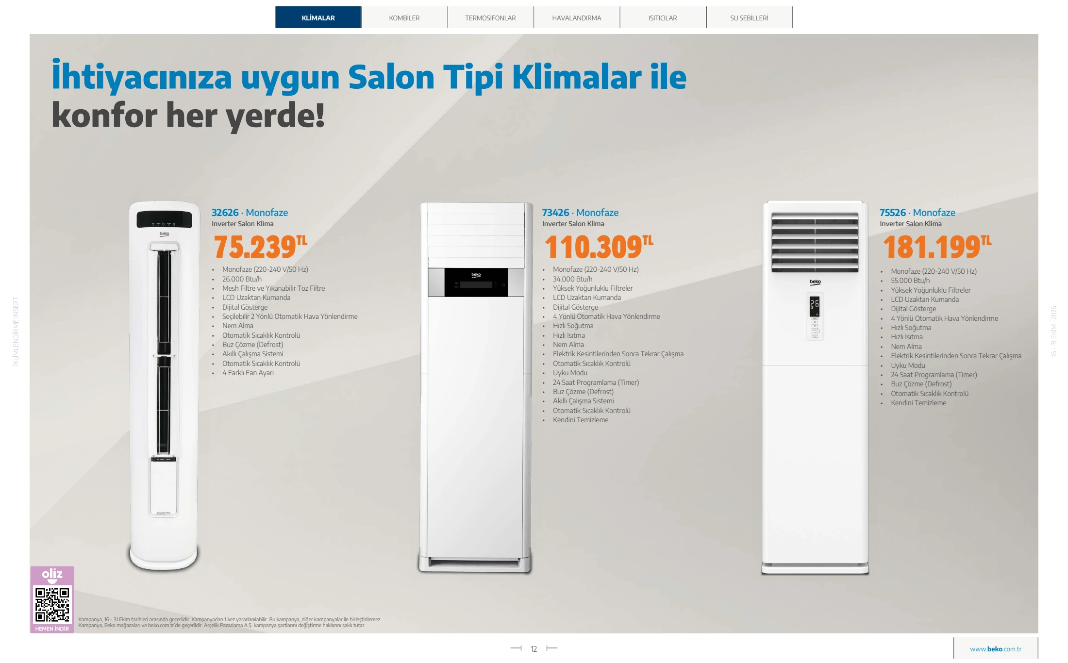 Beko Beko İklimlendirme Kataloğu, 12. sayfa
