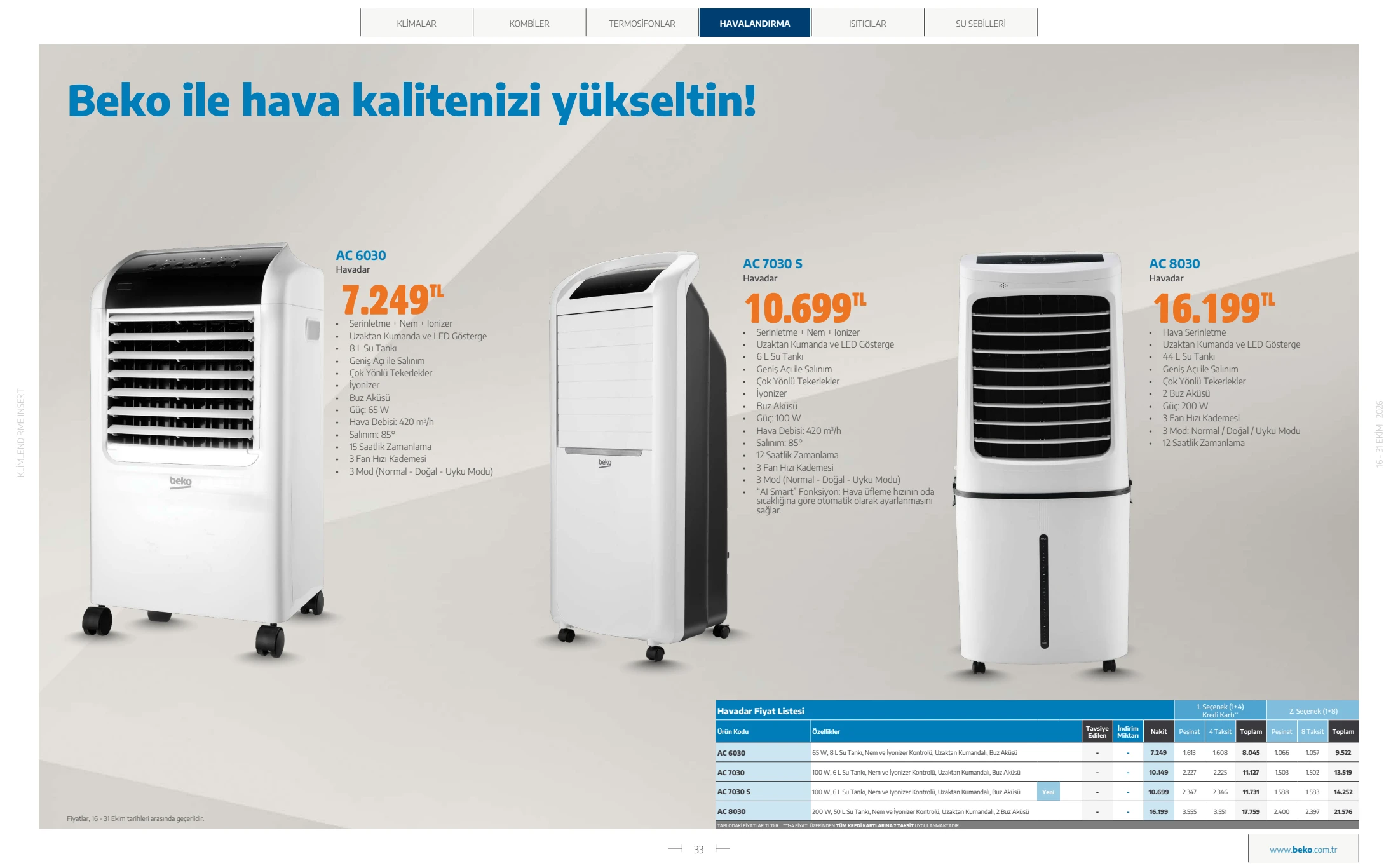Beko Beko İklimlendirme Kataloğu, 33. sayfa