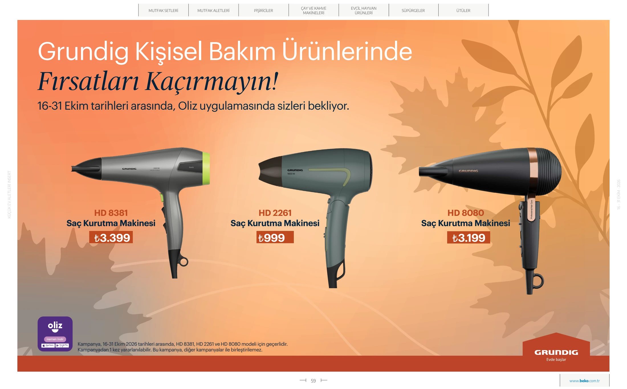 Beko Beko Küçük Ev Aletleri Kataloğu, 59. sayfa