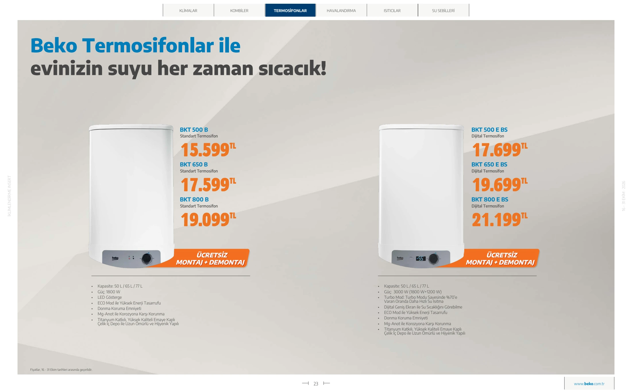 Beko Beko İklimlendirme Kataloğu, 23. sayfa