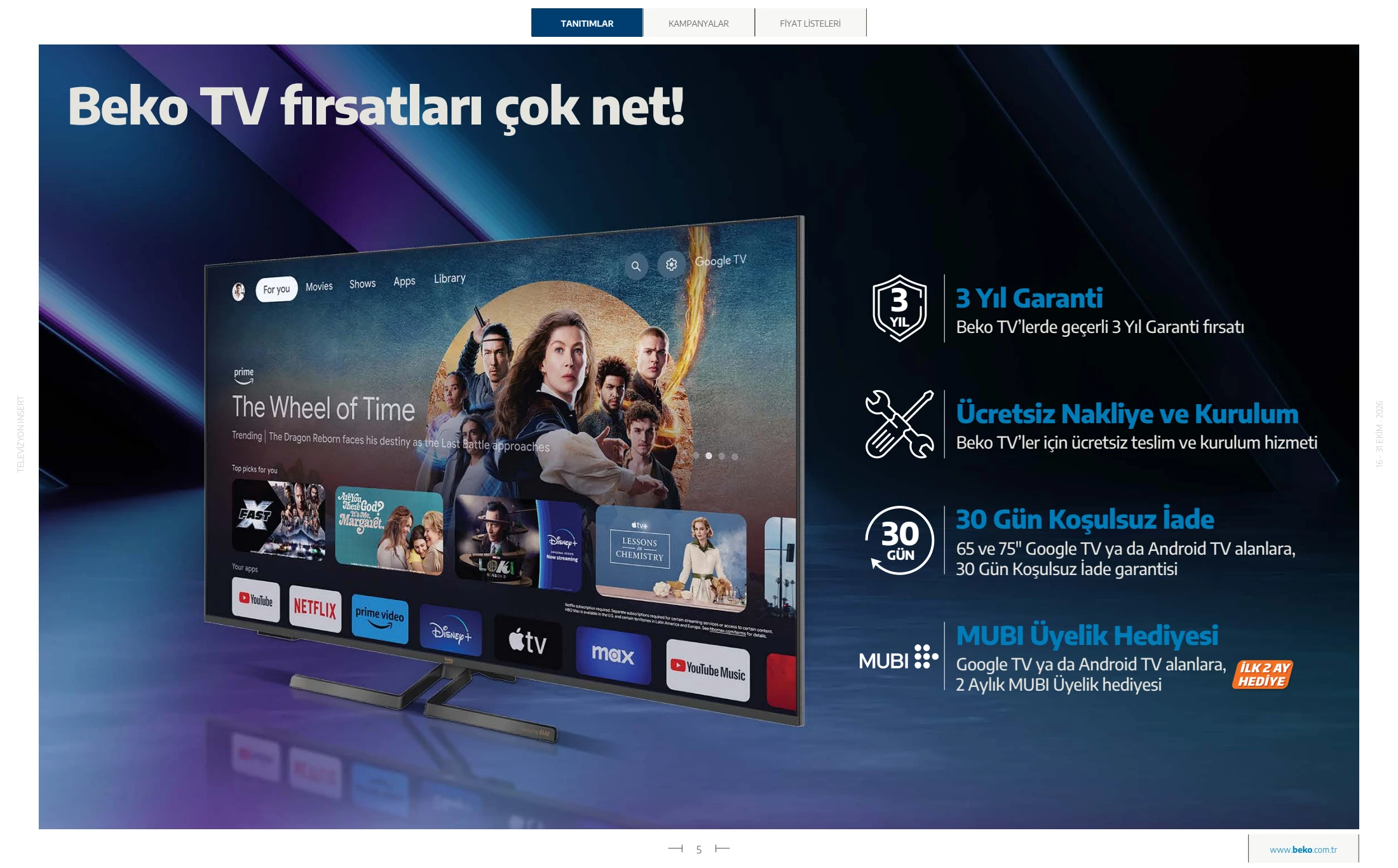 Beko Beko Televizyon Kataloğu, 5. sayfa