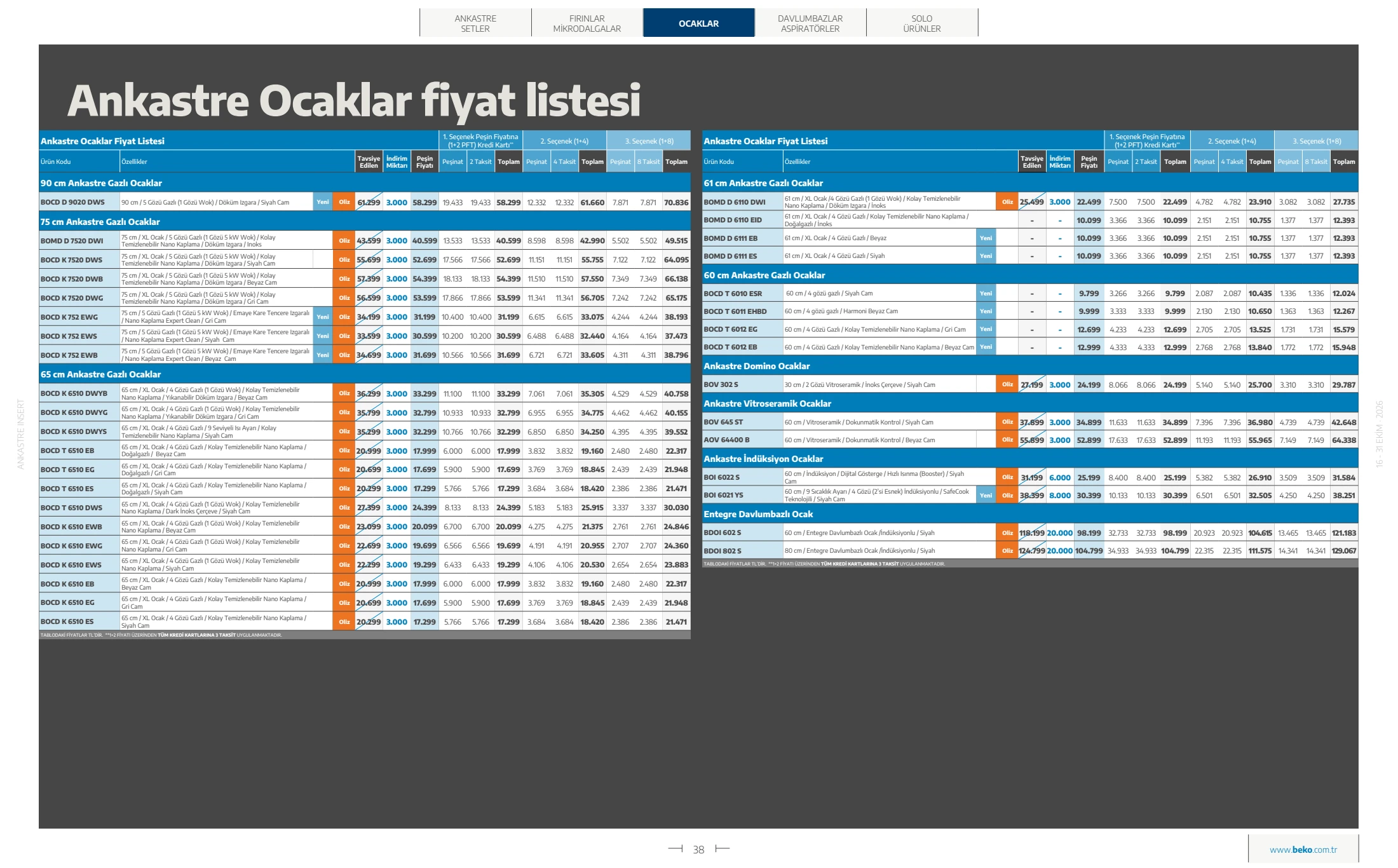 Beko Beko Pişiriciler Kataloğu, 38. sayfa