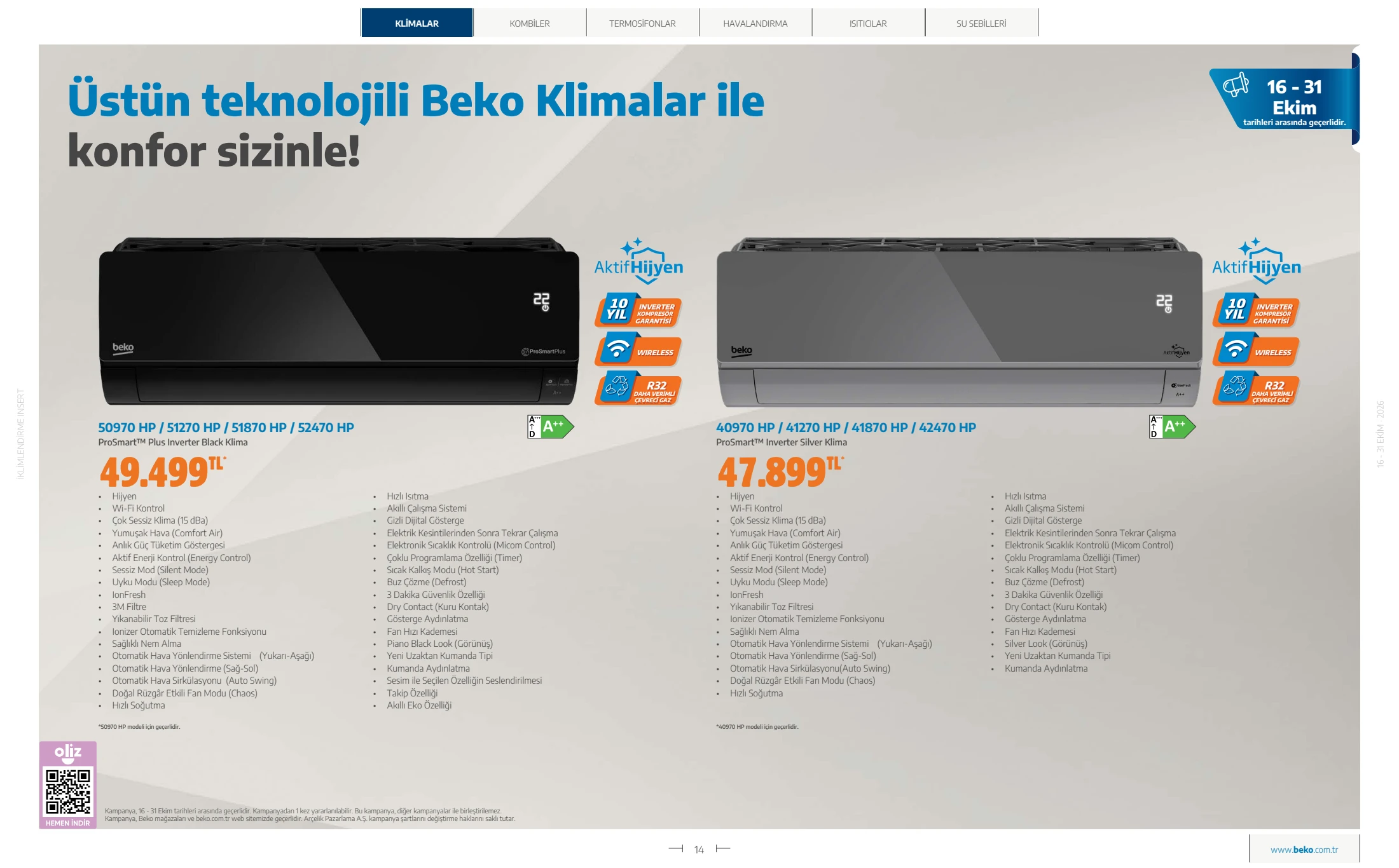 Beko Beko İklimlendirme Kataloğu, 14. sayfa
