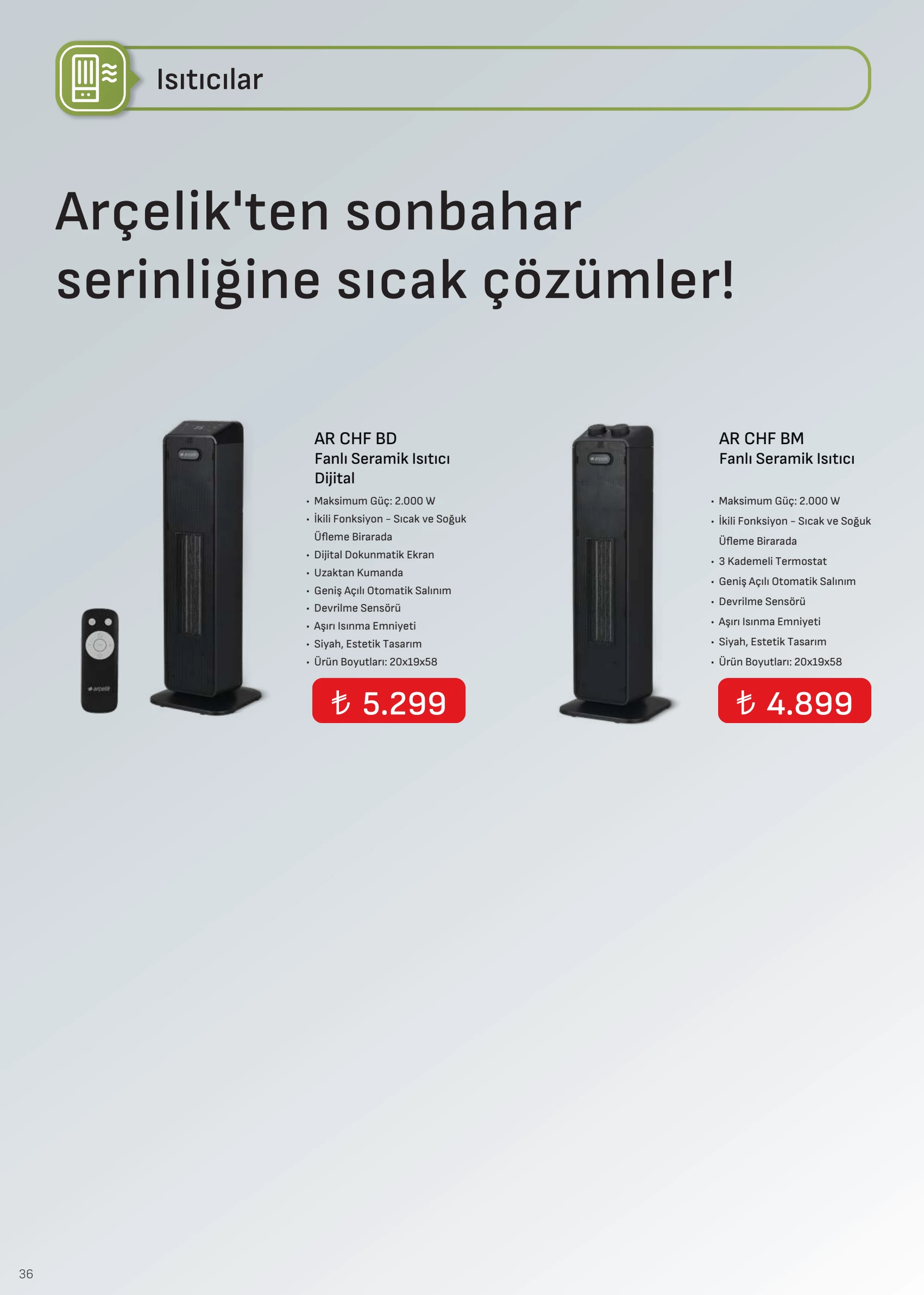 Arçelik Arçelik İklimlendirme Kataloğu, 36. sayfa