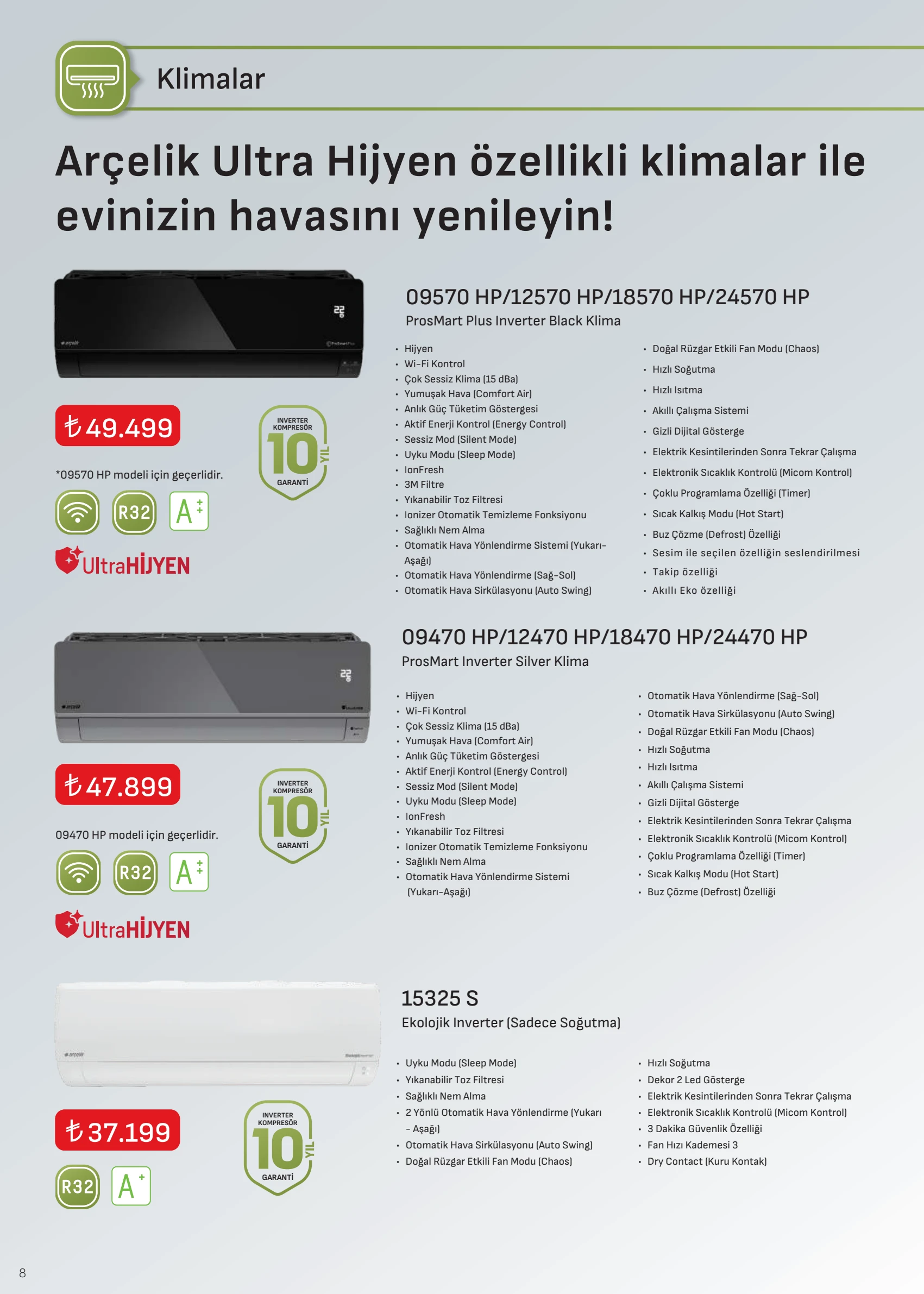 Arçelik Arçelik İklimlendirme Kataloğu, 8. sayfa